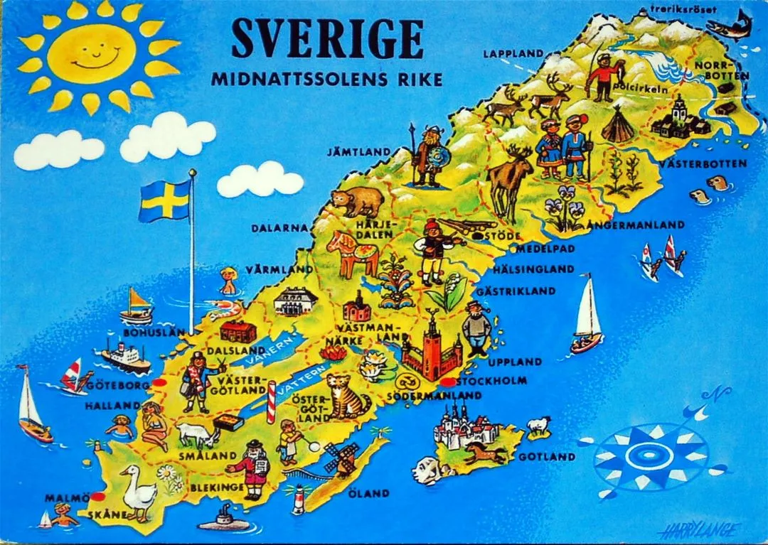 Illustrated map of Sweden